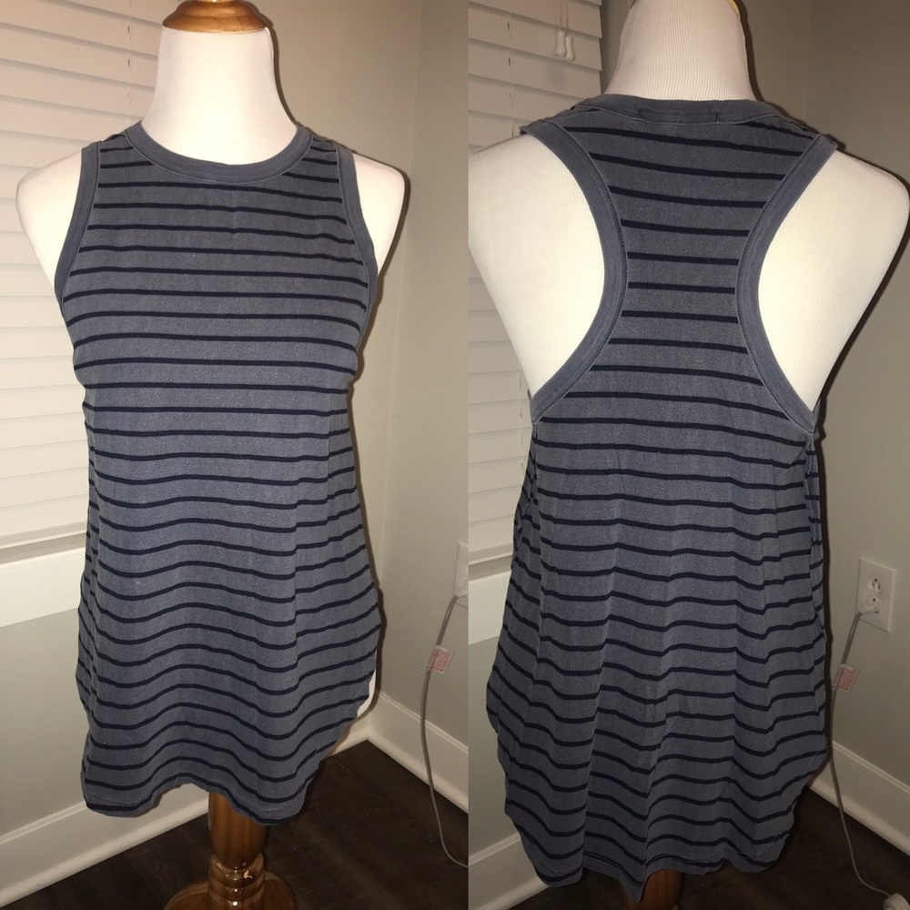 anthropologie - navy striped racerback tank size M